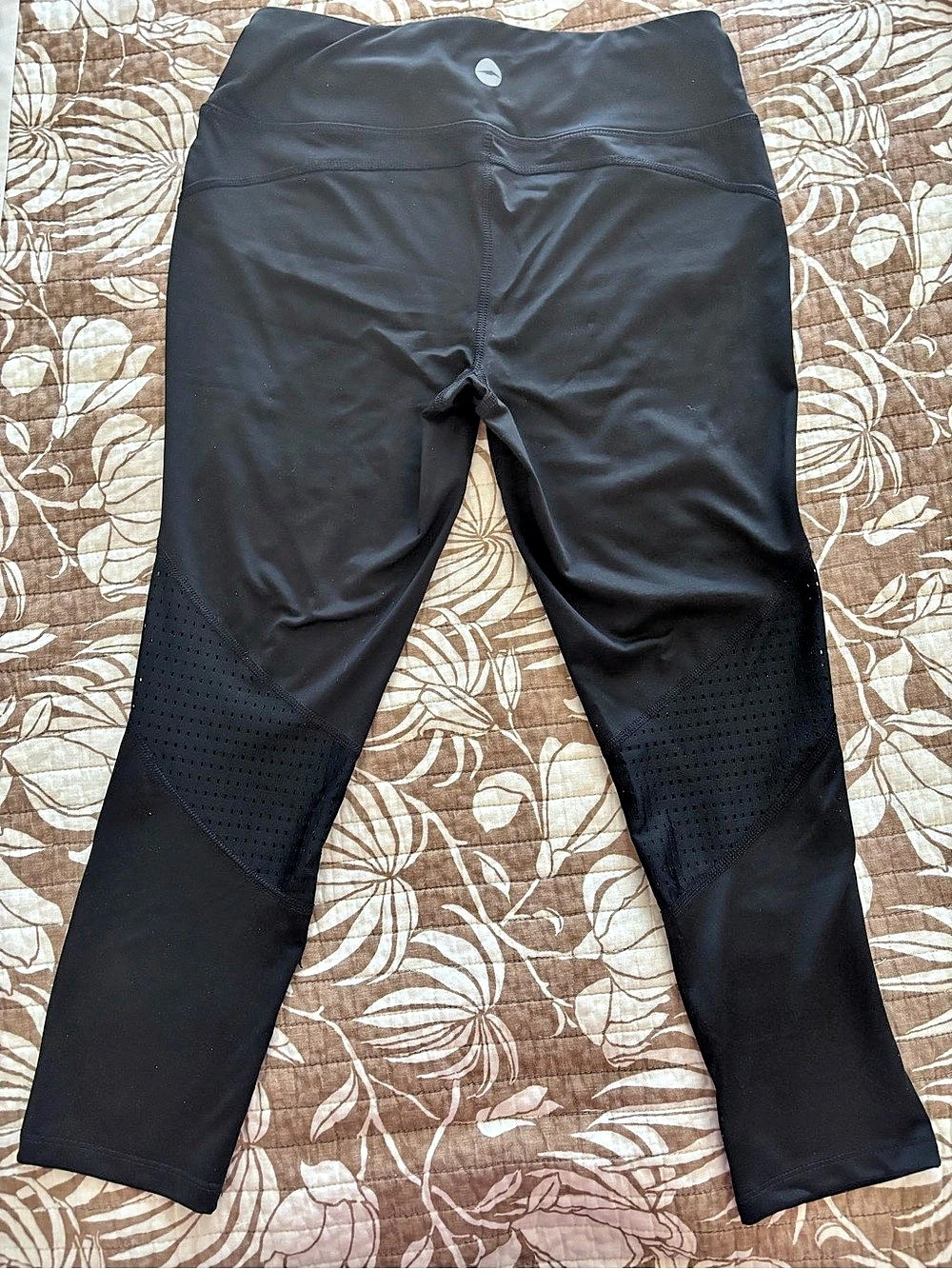 AVIA Black Mesh Panel Capri Leggings Black XS
